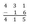 431 - 16 = 415